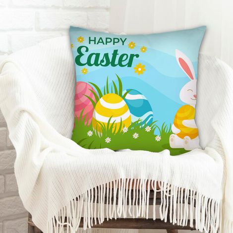 Housse de coussin 45x45 cm carrée maison douce confortable pour le Jour de l'An, Noël, Pâques (1/5)