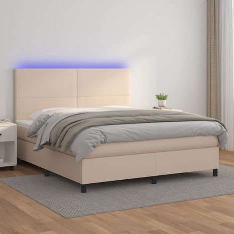 vidaXL Giroletto Molle Materasso e LED Cappuccino 180x200cm Similpelle (1/5)