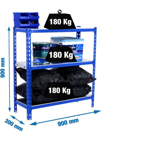 Simonrack Scaffale in metallo blu galvanizzato 3 livelli regolabili (1/2)