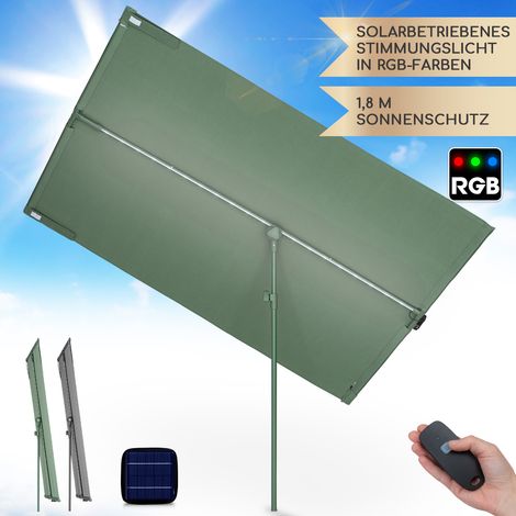 Blumfeldt Sonnenschirm für Balkon Rechteckig, Sonnenschirm mit LED Beleuchtung, Wasserdicht & UV-Schutz, Balkon Sonnenschirm für Terrasse & Garten, Höhenverstellbarer Balkon Schirm Sonnenschutz (1/5)
