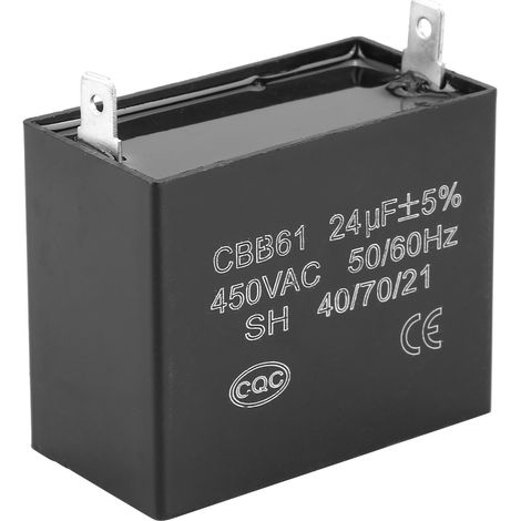 Condensateur de démarrage CBB61 pour générateur 450 V CA 24 µF 50/60 Hz pour 400/350/300/250 V CA, homologué UL/RU
