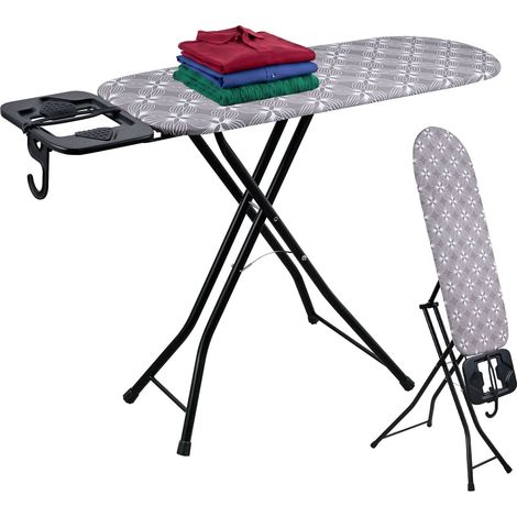Relaxdays Asse da stiro 2in1 per ferro da stiro e vaporizzatore, 109,5x35 cm, stazione pieghevole, grigio (1/5)