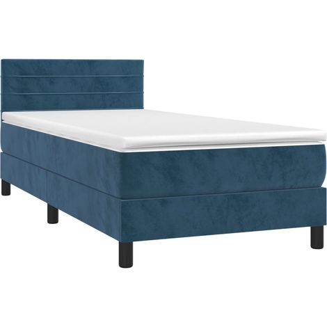 vidaXL Sommier à lattes de lit et matelas Bleu foncé 80x200 cm Velours