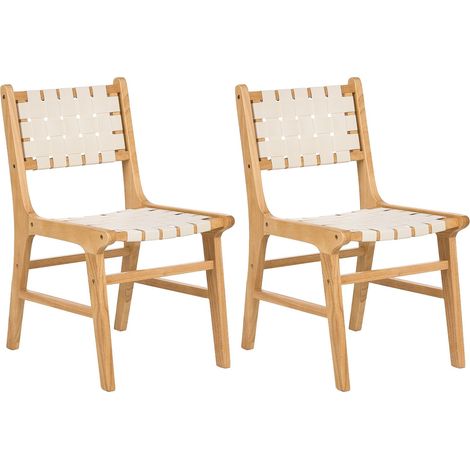 Esszimmerstuhl 2er Set HUMBLE Gummibaumholz Hellbraun