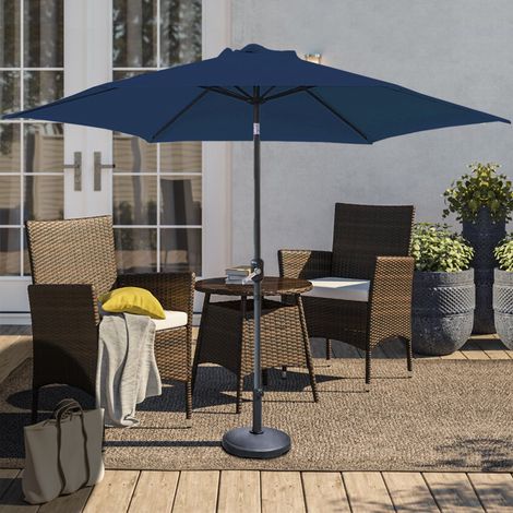 2.5M Garden Parasol Patio Umbrella Sun Shade Aluminium Crank Tilt Blue (1/5)