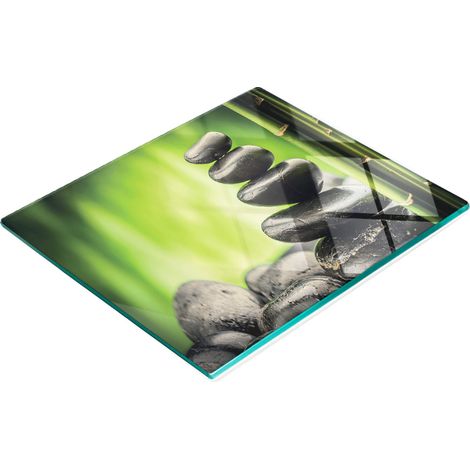 Tabla de cocina de vidrio duradera y elegante con diseño de piedra zen, 60x52 cm. (1/5)