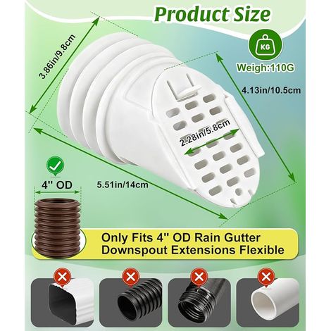 Protection Anti-Animaux pour Rallonge de Descente de Gouttière 10 cm (1/4)
