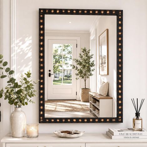 Miroir mural vintage avec cadre rectangulaire en bois, 61 x 81 cm (1/5)