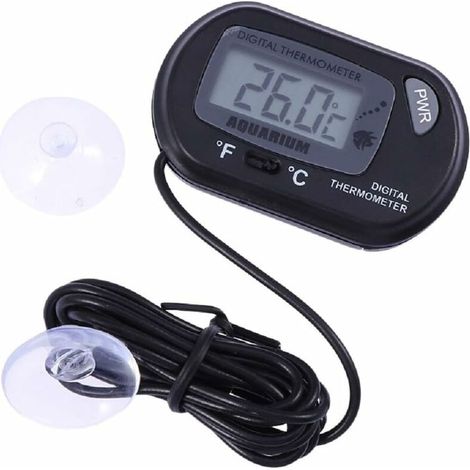 2 Pcs Digital LCD Thermometer for Aquarium Fish Tank Vivarium Reptile Terrarium (Black) (1/5)