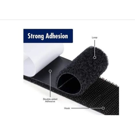 Bande Autocollant Puissant, Ruban Auto-Adhésif Crochet et Boucle Collant, Scratch Autocollant Double Face Noir 20mm (1/4)