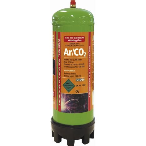 GYS – Cartouche jetable 2.2L gaz argon/CO2 pour soudeur amateur – Bouteille non rechargeable légère – 43671