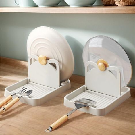 Support Pour Cuillère Avec Support Pour Couvercle - En Silicone Pliable - Résistant Aux Hautes Températures - Pour Plan De Travail Et Table De Cuisinière - 1 Pièce (1/5)