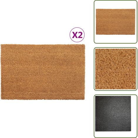 Felpudo antideslizante - vidaXL Felpudos 2 unidades fibra de coco natural 40x60 cm - Felpudo para puerta