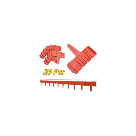 20 Pcs Bordure de Jardin Bordure de Pelouse de Jardin Clôture Bordure Gris Bords de Pelouse de Jardin en Plastique Palissade Clôture Effet Pierre PelouseBordure pour Jardin Pelouse (Rouge)