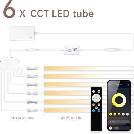 (6 bandes) Bande LED à température de couleur variable (2700K-6500K) contrôlée par Bluetooth (DC24V) (1/5)