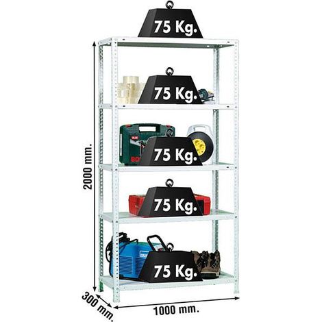 Simonrack Metallregal weiß fünf Ebenen