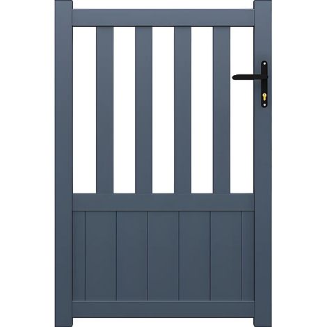 Portillon battant aluminium semi plein L104 x H148 cm anthracite TARNOS II (1/4)