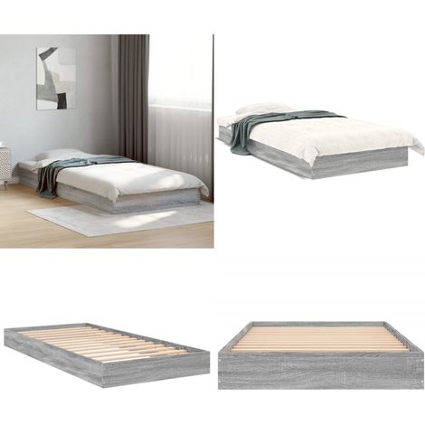 Bettgestell Grau Sonoma 75x190 cm Holzwerkstoff - Holzbettrahmen - Bettkasten - Single Bett - Doppelbett - Lattenrost - Home & Living (1/5)