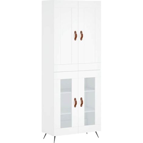 vidaXL Credenza Bianca 69,5x34x180 cm in Legno Multistrato (1/5)