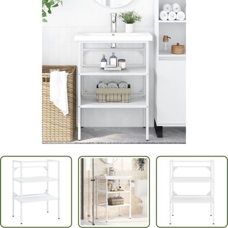 vidaXL Support de lavabo - Cadre de lavabo de salle de bain Blanc 59x38x83 cm Fer (1/5)