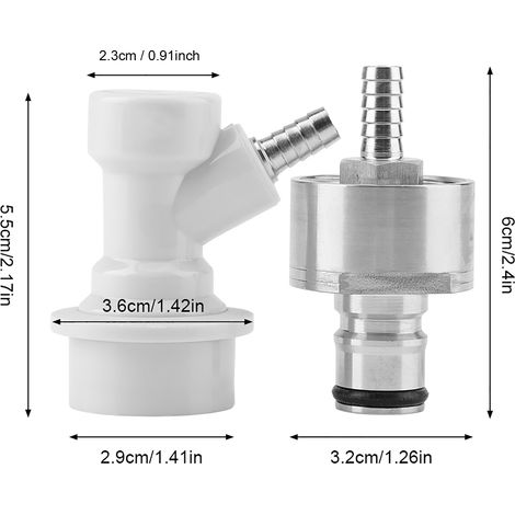 Carbonateur à bouchon en acier inoxydable pour brassage maison avec déconnexion à bille et verrouillage pour liquide, raccord cannelé 1/4". (1/5)