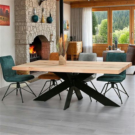 Table extensible en chêne blanc avec bords naturels 200 cm PALERME (1/5)