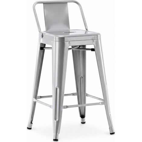 Bar Stool with Backrest - Industrial Design - 60cm - New Edition - Stylix Steel