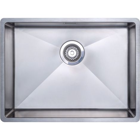 Prima+ R10 1.0 Bowl Undermount/Inset Large Kitchen Sink with Waste Kit 590mm L x 440mm W - Stainless Steel (1/2)