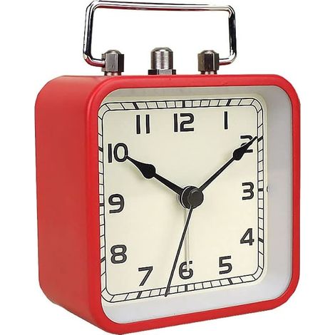 Réveil à piles avec boîtier métallique carré, horloge compacte à quartz analogique de 3,8 cm avec fonction répétition, silencieux sans tic-tac, pour EHSTMIND (1/2)