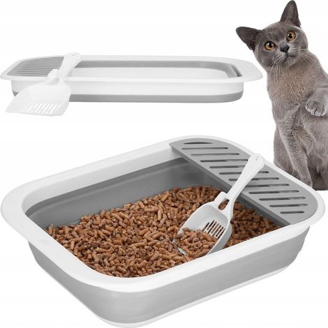 LETTIERA PER GATTI GRANDE CON STRUTTURA 40x33cm PIEGHEVOLE APERTA PER LETTIERA XL + PALETTA
