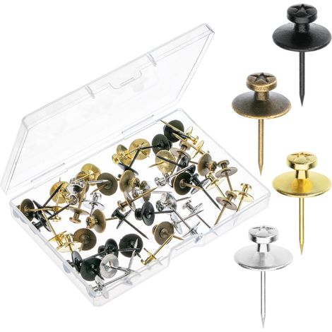 Lot de 50 clous de suspension pour tableaux à double tête, couleurs mélangées, clous muraux pour accrocher au mur, clous muraux à suspendre (1/5)