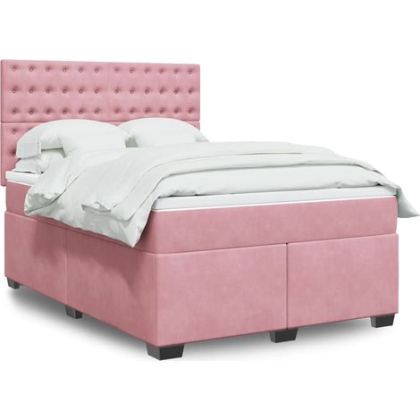 Boxspringbett mit Matratze Rosa 140x200 cm Samt