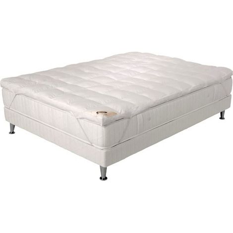Simmons – Surmatelas moelleux 140x195 – Épaisseur 5 cm – Enveloppe 100% percale de coton – Garnissage 1400g fibres creuses siliconées (1/5)