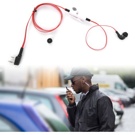 Micro-casque PTT pour talkie-walkie Kenwood Baofeng avec micro incorporé - Rouge (1/5)