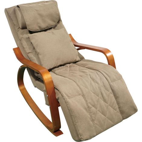 Massage Schaukelstuhl mit Wärmefunktion, 3-Zonen-Massage, verstellbar, hellbraun (1/5)