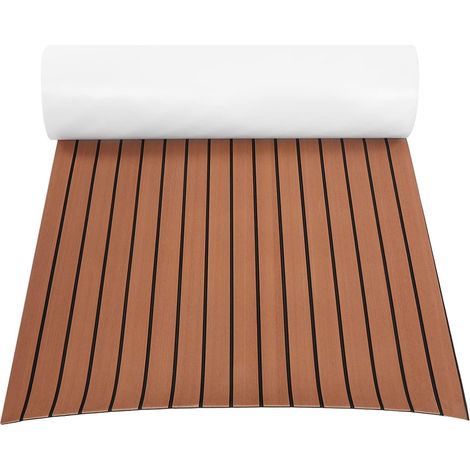 Tapis de sol en mousse EVA pour bateau - Tapis marin en faux teck - Antidérapant - Pour bateau à , camping-car, yacht, kayak, plate-forme de bain - 239,6 x 89,9 cm (1/5)