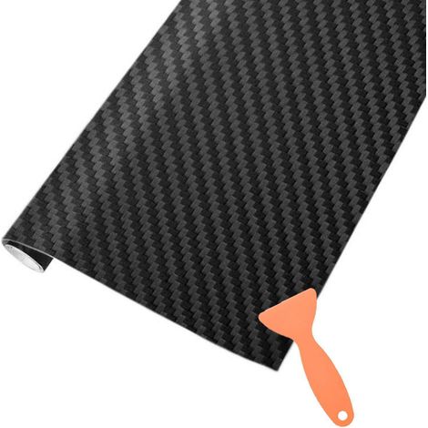 Carbon Autofolie Matt Schwarz 1500x300mm mit Schaber, Blasenfrei, 3D Vinyl Folie (1/5)
