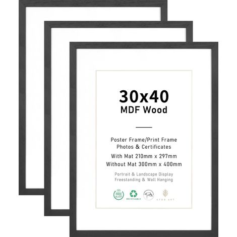 Cadre photo noir 30 x 40 cm en bois MDF, lot de 3 (1/5)