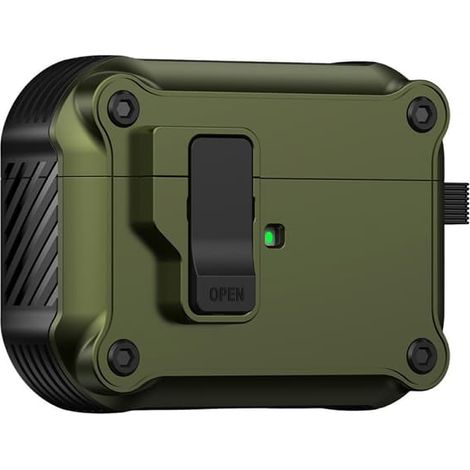 Étui de protection pour AirPods Pro 3 en TPU et PC avec crochet/mousqueton - Armée (1/5)