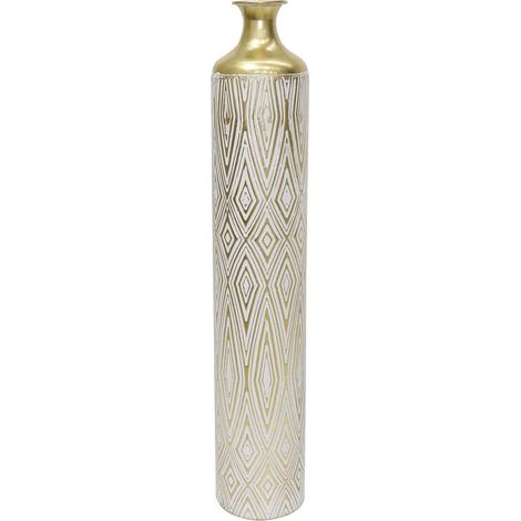 Vase Blanc Métal Colonial 15 x 15 x 85 cm S3020442