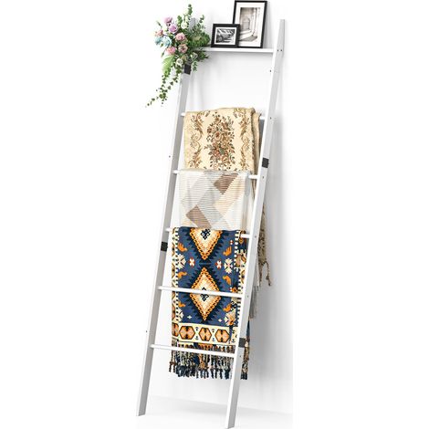 Échelle de couverture à 6 niveaux pour salon, couverture de couette, porte-serviettes décoratif rustique, étagère murale, étagère de rangement pour décoration de ferme, chambre à coucher (1/5)
