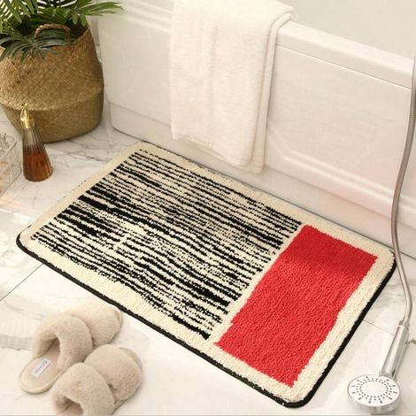 Tapis de salle de bain absorbant de luxe minimaliste, tapis d'entrée de salle de bain antidérapant - 40 x 60 cm (1/3)