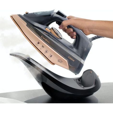 Fer à repasser sans fil 2200W – Débit vapeur continu – Réservoir 300ml – Autonettoyant – Assiette en céramique – Lgvshopping