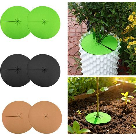 Tissu anti - herbe rond perméable à l'eau respirant non tissé jardinage désherbage durable couverture herbe éco - désherbage Membrane toile d'ombrage (noir 20 + Vert 20 + brun 20pcs) Diamètre 30cm