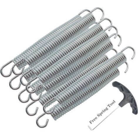 Pack de 10 ressorts de trampoline en métal galvanisé antirouille et durables + 1 outil à ressort/longueur 12 cm