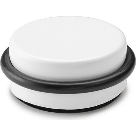 Butée de porte adhésive plastique-métal décorée blanc Ø4,6x1,8cm INOFIX (1/3)