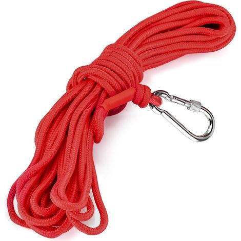 Rettungsseil mit Karabiner, 6 mm statisches Kletterseil, 20 m geflochtenes Nylonseil, Kletterseil mit Karabiner
