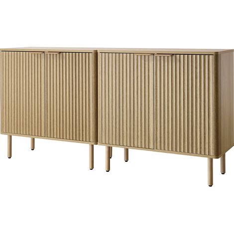 Mophorn Credenza mobile da salotto 80 x 37,5 x 80 cm con 2 ripiani, armadietto in legno con 4 ante a battente, ideale per soggiorno, ingresso e cucina, capacità di carico del piano fino a 30 kg (1/5)