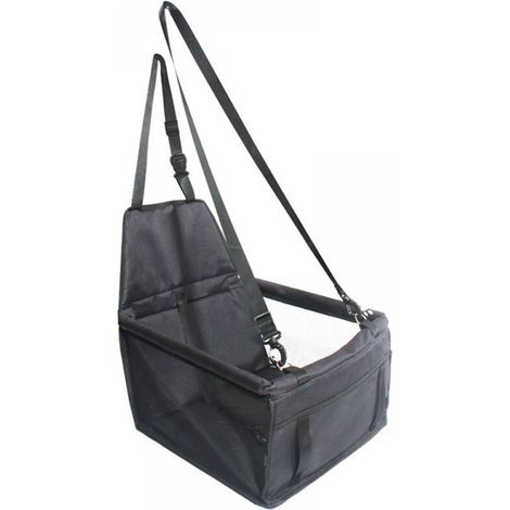 Sac de transport en tissu Oxford pour chiens, siège auto respirant et lavable, sac de transport pliable pour animaux de compagnie, convient aux petits animaux, taille stable une fois déplié (noir). (1/5)