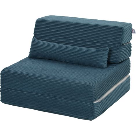 Fauteuil Pliable 3 en 1 Lit Velours Côtelé avec Coussin Lombaire pour Petit Appartement (1/5)